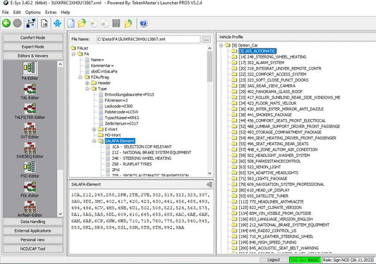 E-Sys & ISTA OEM FA Vehicle Order